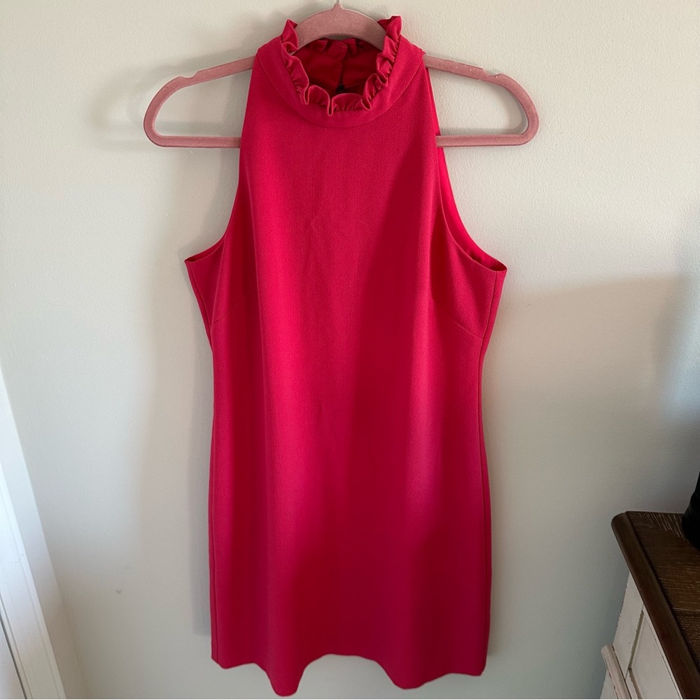 Vince Camuto Elegant Halter Sheath Dress in Hot Pink